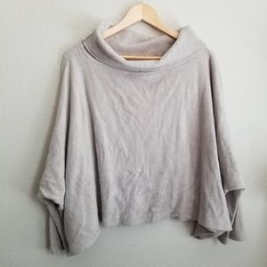 Bryn Walker Women's Plush Cowl Neck Sweater Cape Size Large Gray Boxy USA